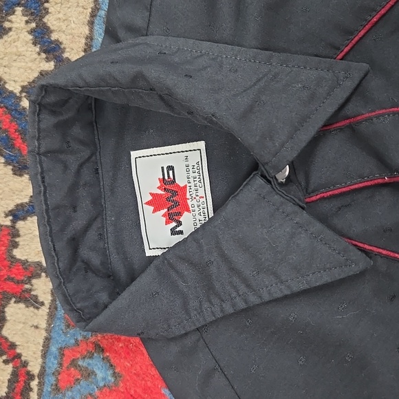 Vintage Western Snap Shirt with Embroidered Eagles Black and Red Silver Cowboy - Picture 6 of 10